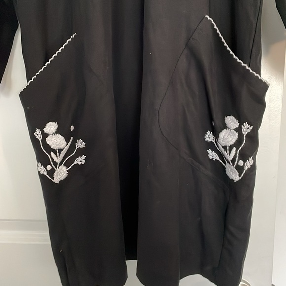 Dolan at Anthropologie Shift Dress Black White SizeM Embroidered Baggy Bohemian - Picture 7 of 14